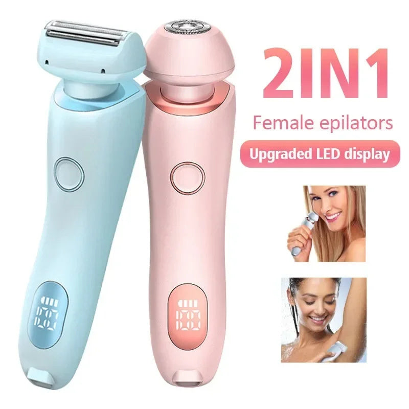 Epilatore 2 in 1 Ricaricabile USB per Donna – Rasoio Elettrico per Viso, Gambe, Ascelle, Zona Bikini, Mani e Parti Intime